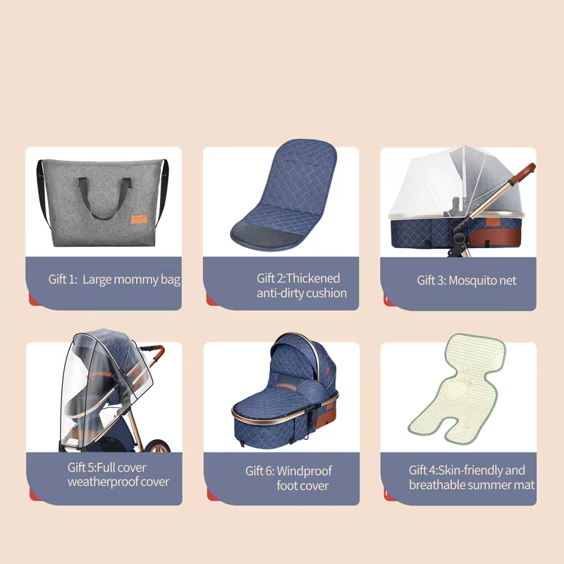 All-in-One Luxury Stroller: Versatile 3-in-1 High Landscape Pram with Reversible Seat Mode