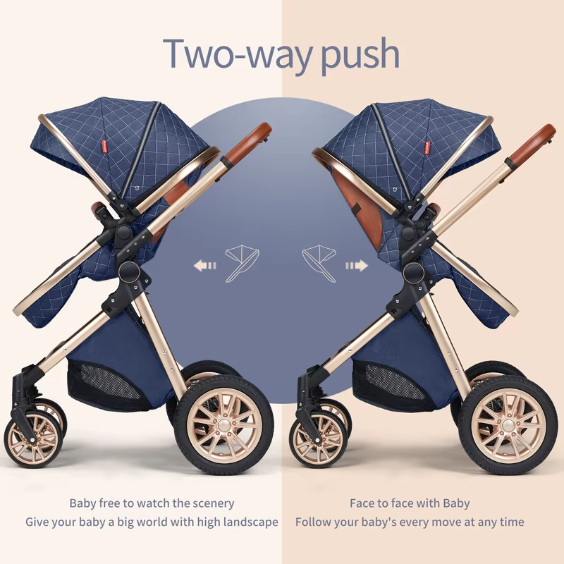 All-in-One Luxury Stroller: Versatile 3-in-1 High Landscape Pram with Reversible Seat Mode