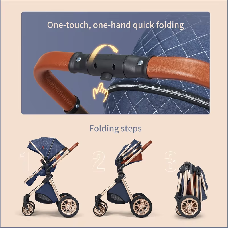 All-in-One Luxury Stroller: Versatile 3-in-1 High Landscape Pram with Reversible Seat Mode