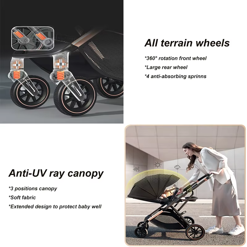 2026 New Arrival Convertible Baby Stroller For Toddler Newborn High Landscape Baby Pushchair With Reversible Seat