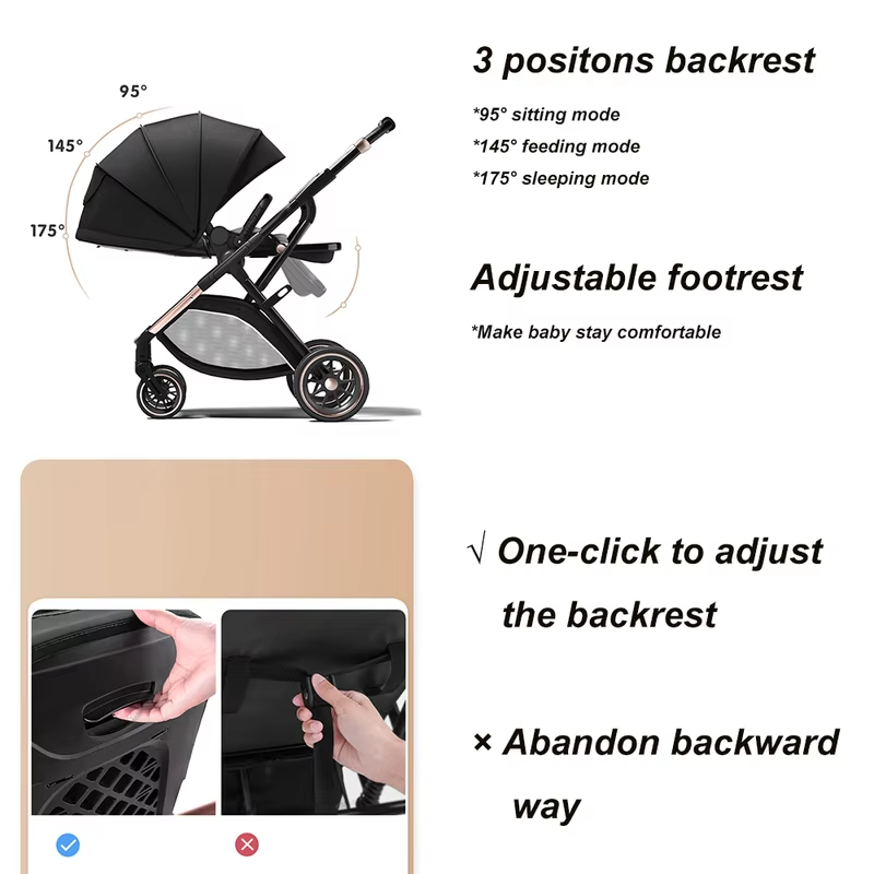2026 New Arrival Convertible Baby Stroller For Toddler Newborn High Landscape Baby Pushchair With Reversible Seat