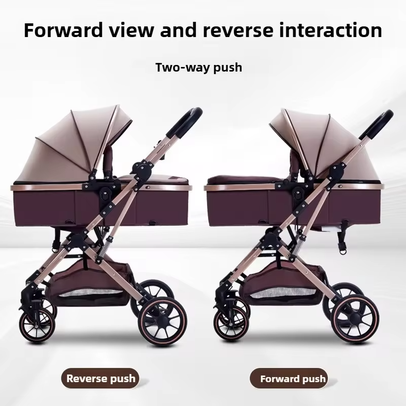 3-in-1 High-view Baby Stroller with Car Seat Foldable, Adjustable Backrest, Two-way Portable Shock-absorbing Baby Stroller