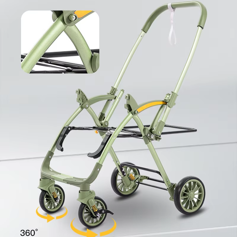 Bi-directional High Landscape Baby Stroller Can Sit or Lie Down Four Wheel Shock Absorber Stroller Lightweight Foldable Handcart