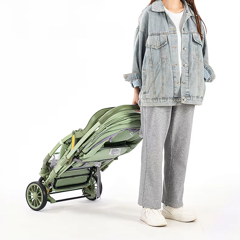 Bi-directional High Landscape Baby Stroller Can Sit or Lie Down Four Wheel Shock Absorber Stroller Lightweight Foldable Handcart