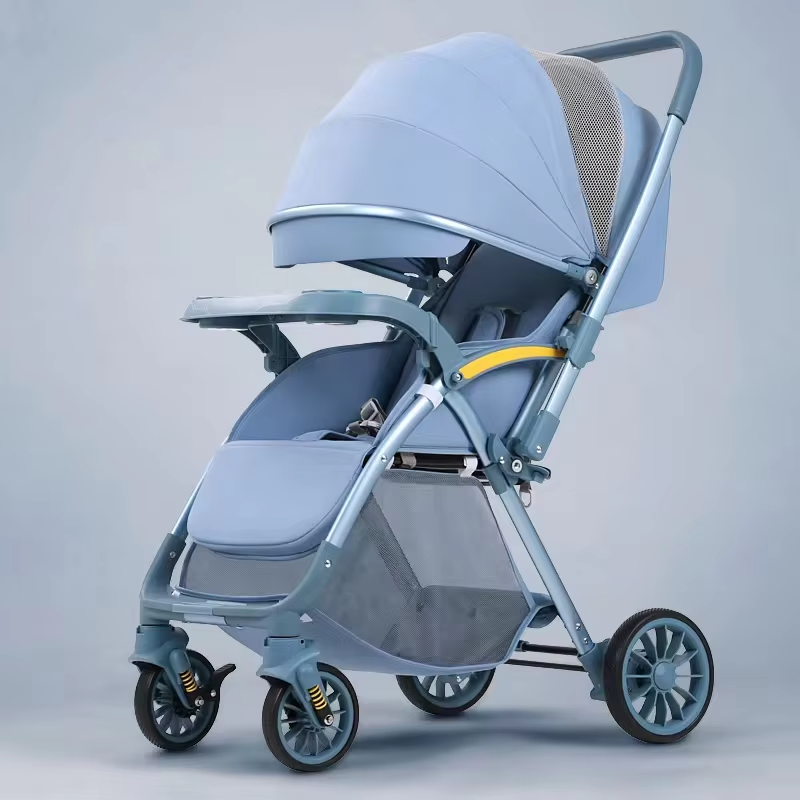Bi-directional High Landscape Baby Stroller Can Sit or Lie Down Four Wheel Shock Absorber Stroller Lightweight Foldable Handcart
