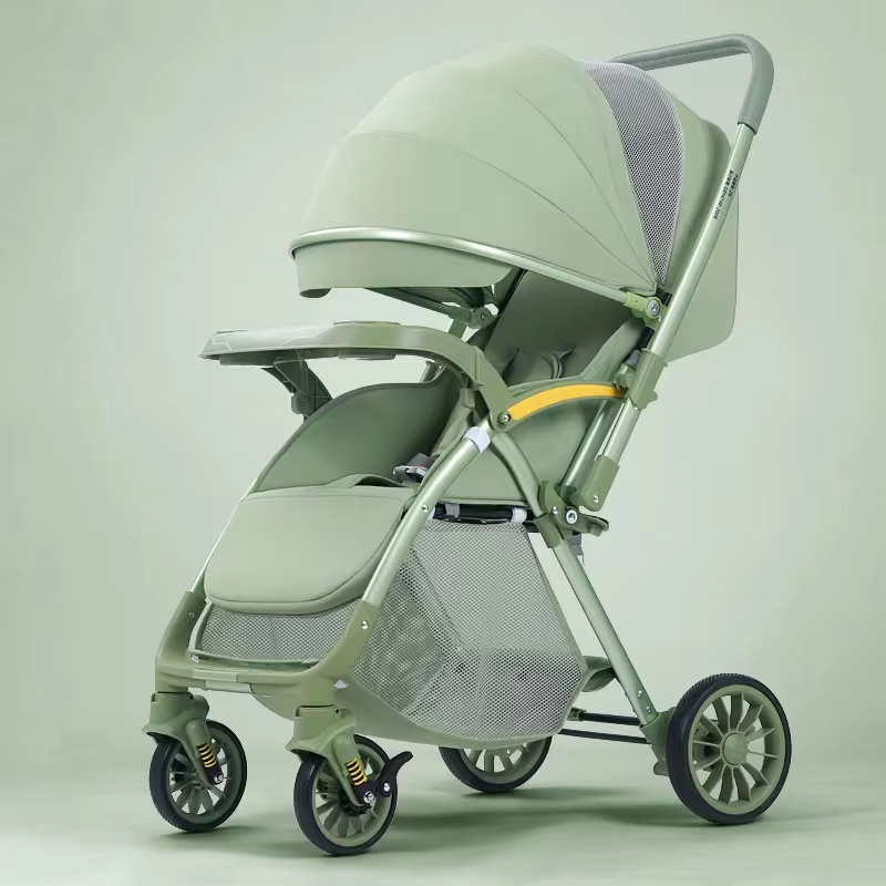 Bi-directional High Landscape Baby Stroller Can Sit or Lie Down Four Wheel Shock Absorber Stroller Lightweight Foldable Handcart