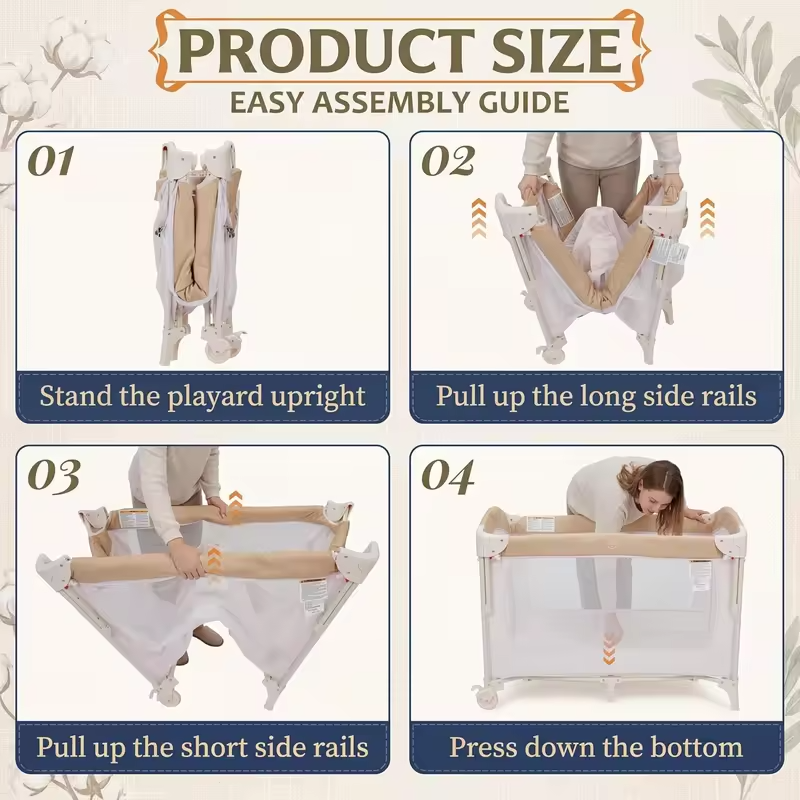 5-in-1 Playard for Babies with Bassinet, Changing Station,Portable Crib & Playpen, Breathable Mesh,Firm Mattress & One-Hand Fold