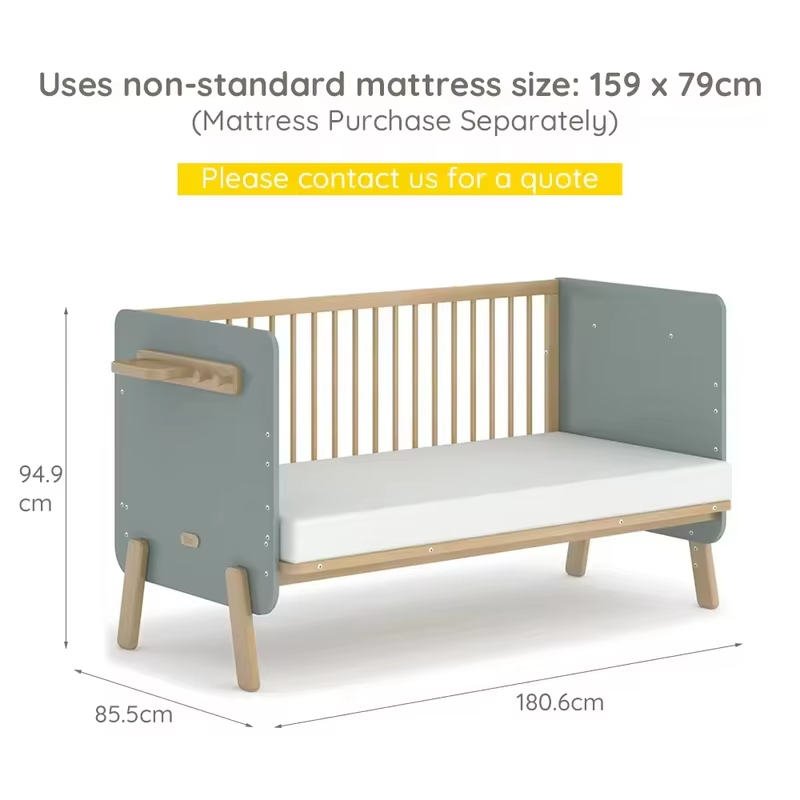 Newborn beautiful 2-in-1 crib Multifunctional wooden crib Crib Children's furniture Walking bed