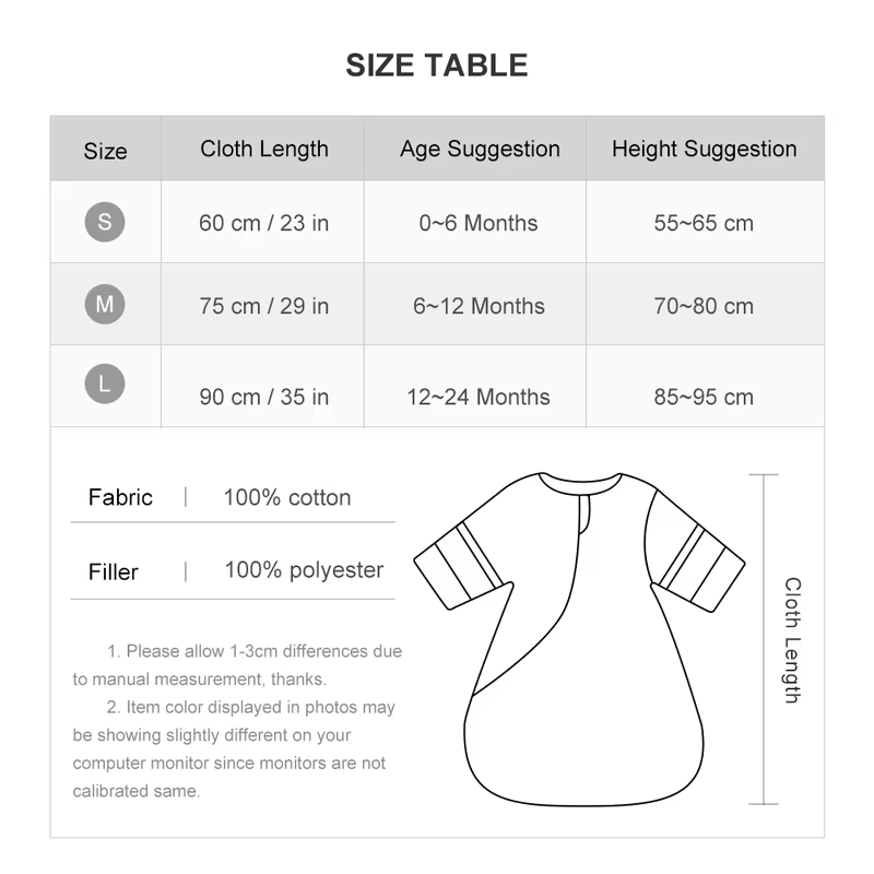 Sleeping Bag For Babies 0-24Months Thicker Winter Sleep Sack Removable Sleeves Kids Anti-Kick Prevent Cold Baby Blanket 3.5Tog