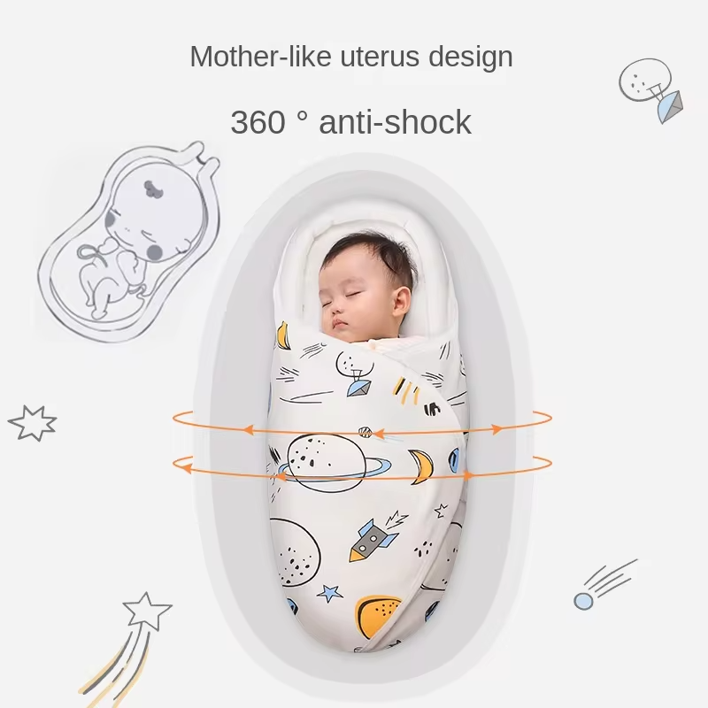 Newborn Baby Swaddle Wrap Adjustable Newborn Hat Set Anti-kick Swaddle Warm Soft BlanketSuitable for Babies Aged 0-3 Months
