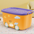 Large Cartoon Toy Box for Kids with Wheels Heavy Duty Toy Chest for Boys & Girls Storage Organizer Toy Bins for Living Room