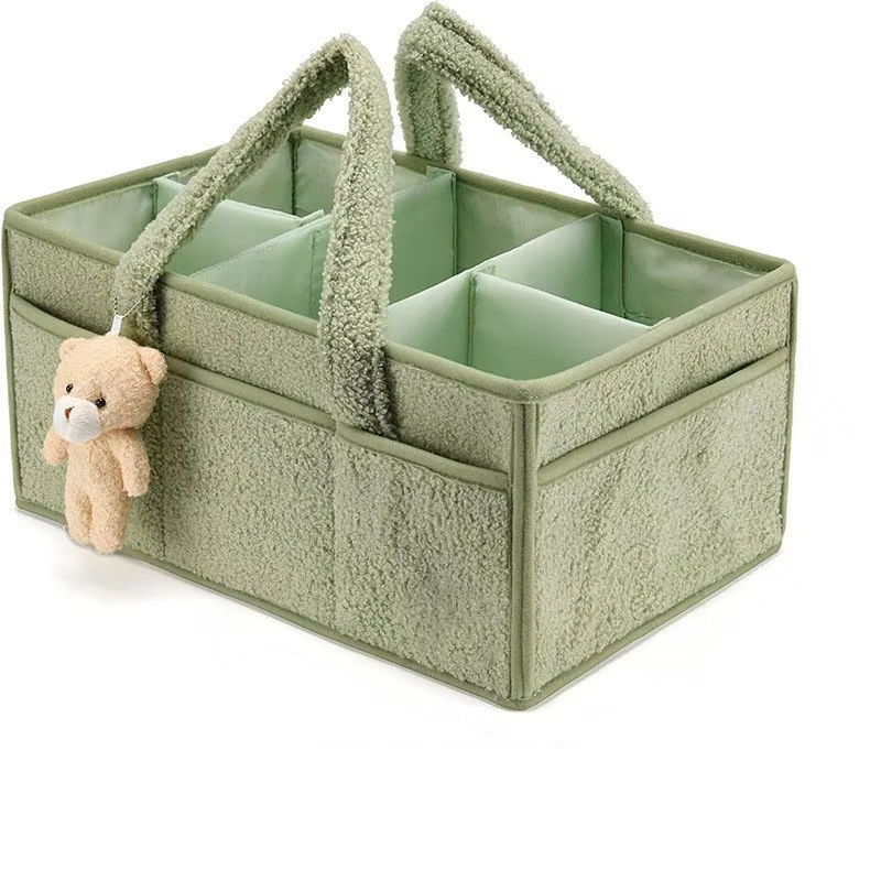 Baby Diaper Caddy Organizer Plush with Teddy Bear for Changing Table, Diaper Stackers & Caddies, Diaper Bag Storage Basket