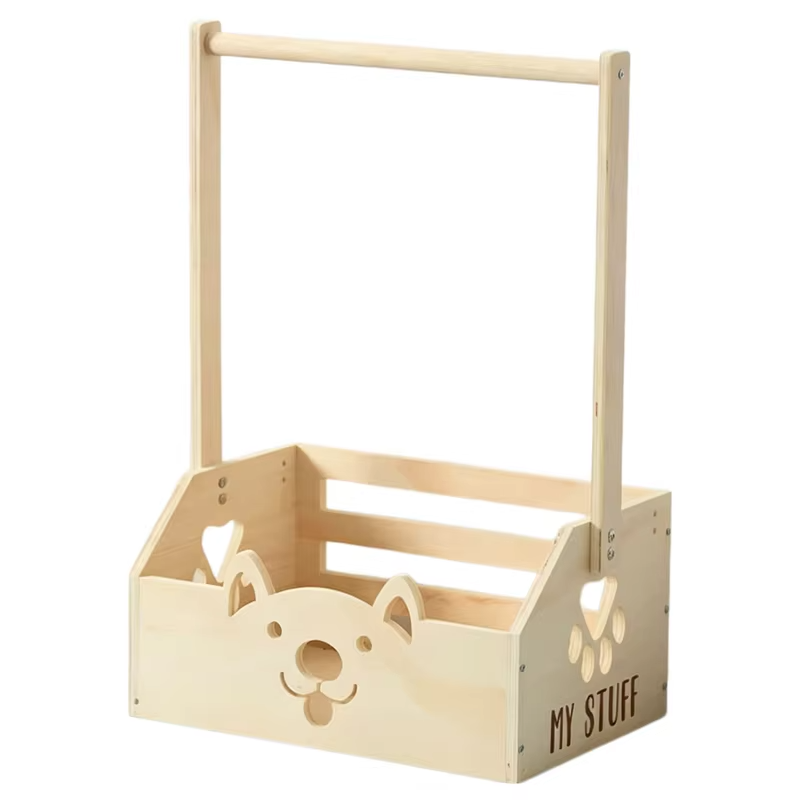 Wooden Baby Shower Crate Basket with Hangers Nursery Storage Box Easy To Install Universal for Newborn New Parents Welcome Gifts