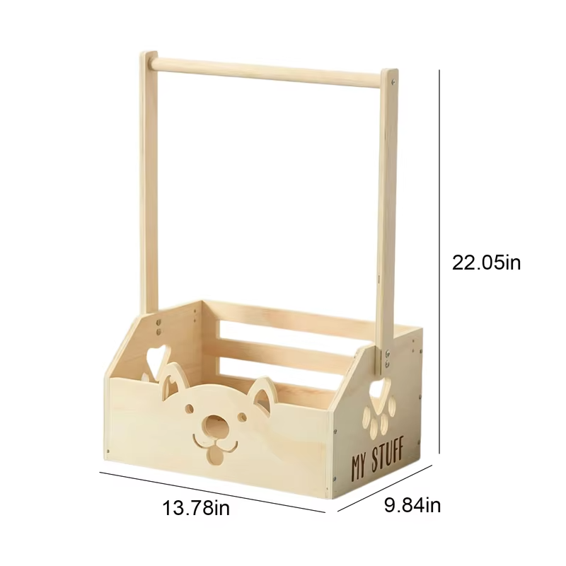 Wooden Baby Shower Crate Basket with Hangers Nursery Storage Box Easy To Install Universal for Newborn New Parents Welcome Gifts