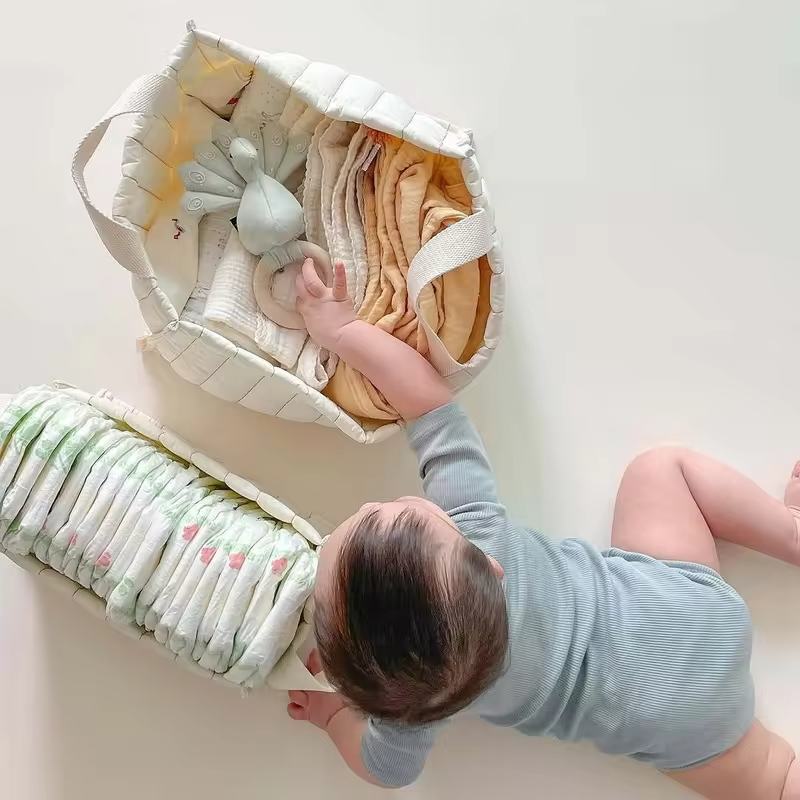 Crib Storage Basket Fabric Storage Basket Baby Child Cute Toy Storage Bag Organizer Bin Laundry Clothes Blanket Nursery Home