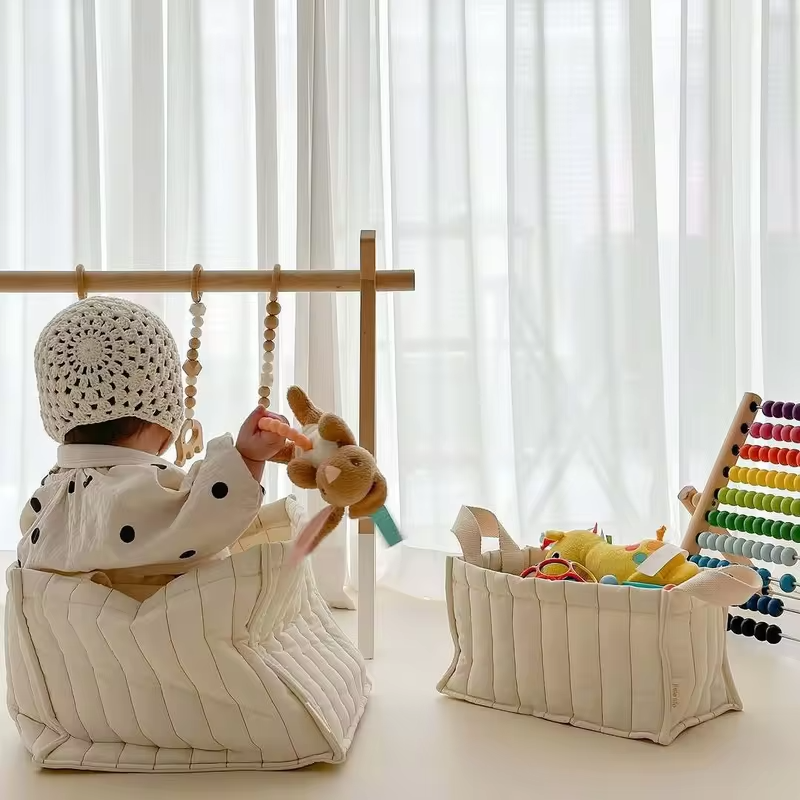 Crib Storage Basket Fabric Storage Basket Baby Child Cute Toy Storage Bag Organizer Bin Laundry Clothes Blanket Nursery Home
