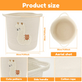 Large Capacity Storage Basket Cylindrical Cotton Rope Laundry Basket with Handle Cute Cartoon Home Foldable Toy Storage Basket