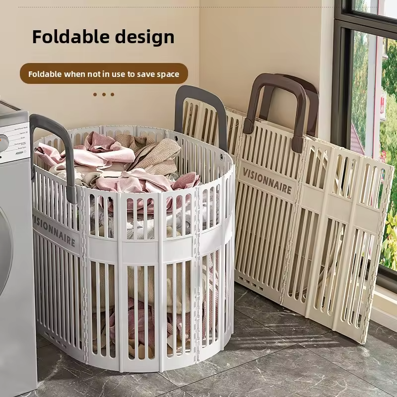 Foldable Laundry Hamper - Extra Large Dirty Clothes Basket for Bathroom/Bedroom, Spacious Collapsible Laundry Bag with Handles