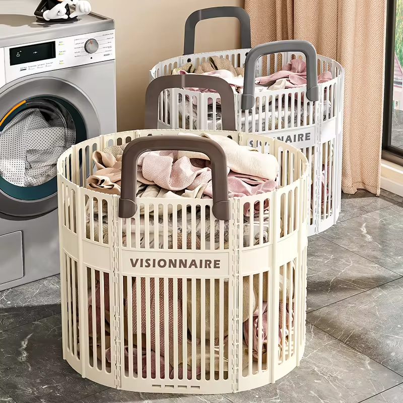 Foldable Laundry Hamper - Extra Large Dirty Clothes Basket for Bathroom/Bedroom, Spacious Collapsible Laundry Bag with Handles
