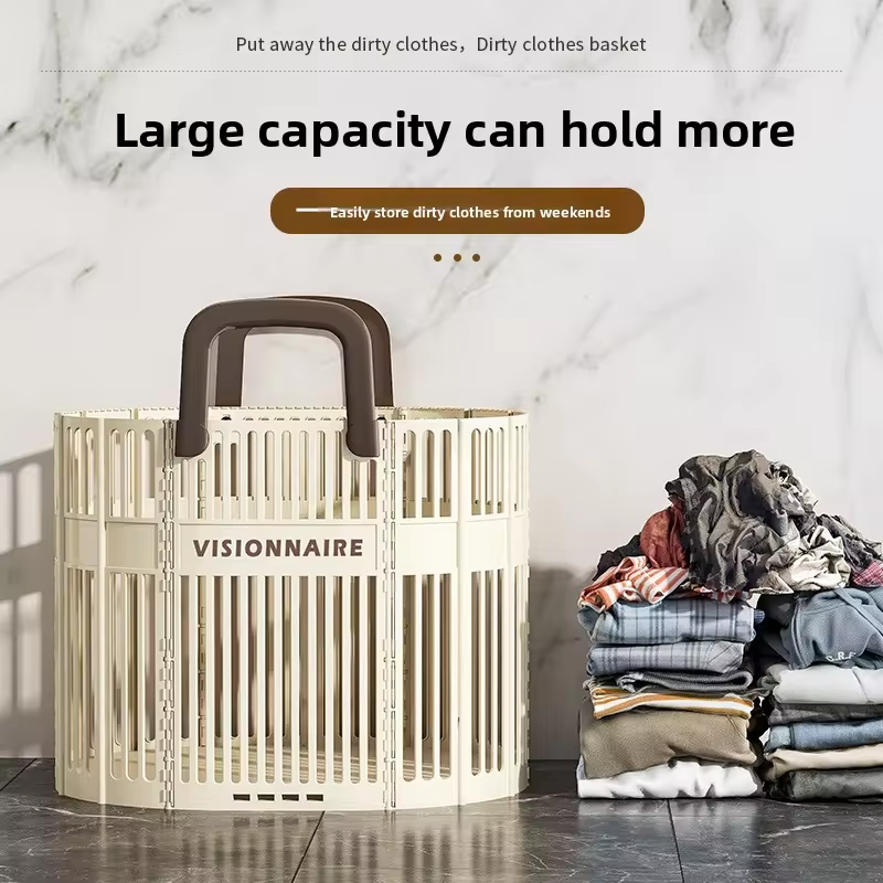 Foldable Laundry Hamper - Extra Large Dirty Clothes Basket for Bathroom/Bedroom, Spacious Collapsible Laundry Bag with Handles