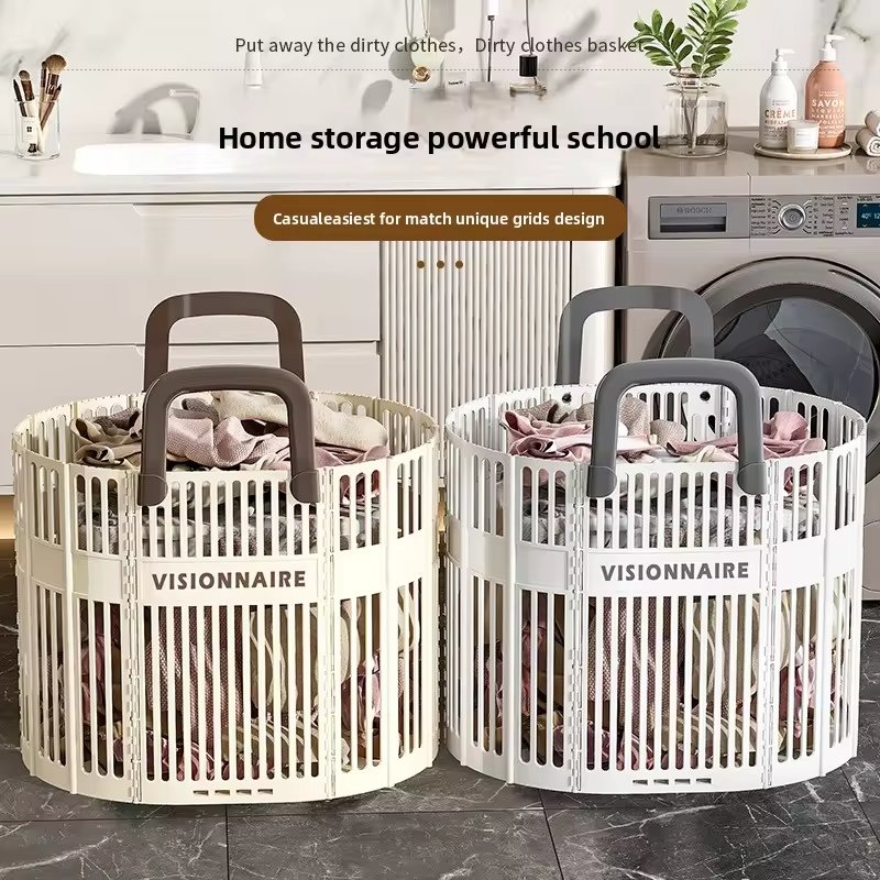 Foldable Laundry Hamper - Extra Large Dirty Clothes Basket for Bathroom/Bedroom, Spacious Collapsible Laundry Bag with Handles