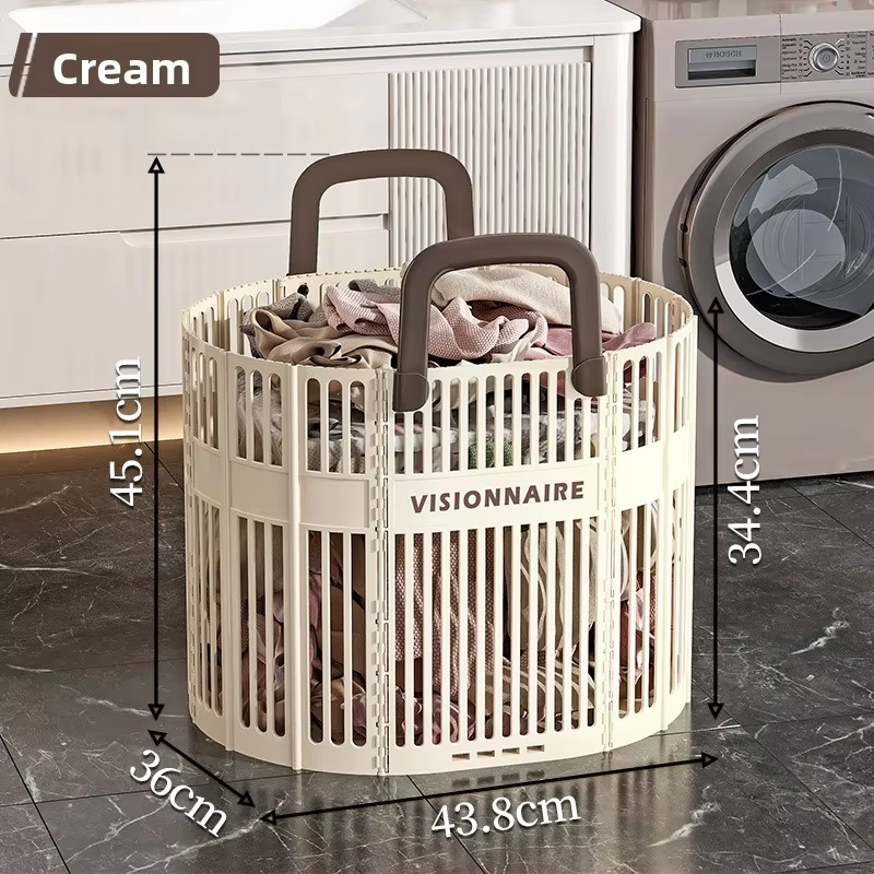 Foldable Laundry Hamper - Extra Large Dirty Clothes Basket for Bathroom/Bedroom, Spacious Collapsible Laundry Bag with Handles