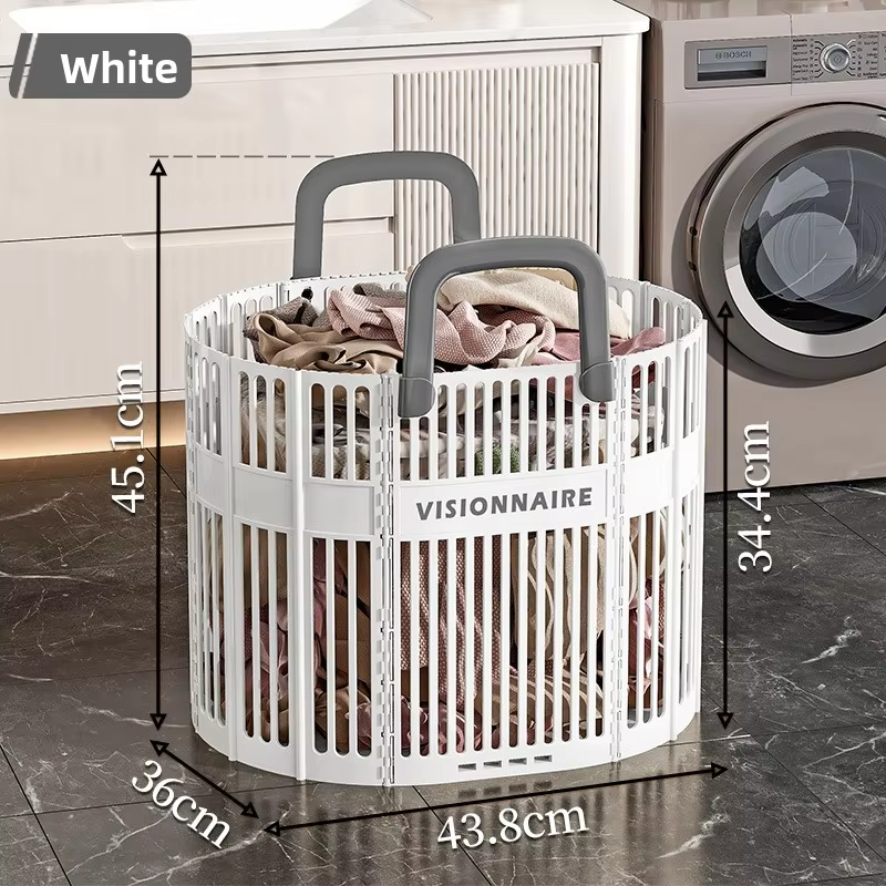 Foldable Laundry Hamper - Extra Large Dirty Clothes Basket for Bathroom/Bedroom, Spacious Collapsible Laundry Bag with Handles