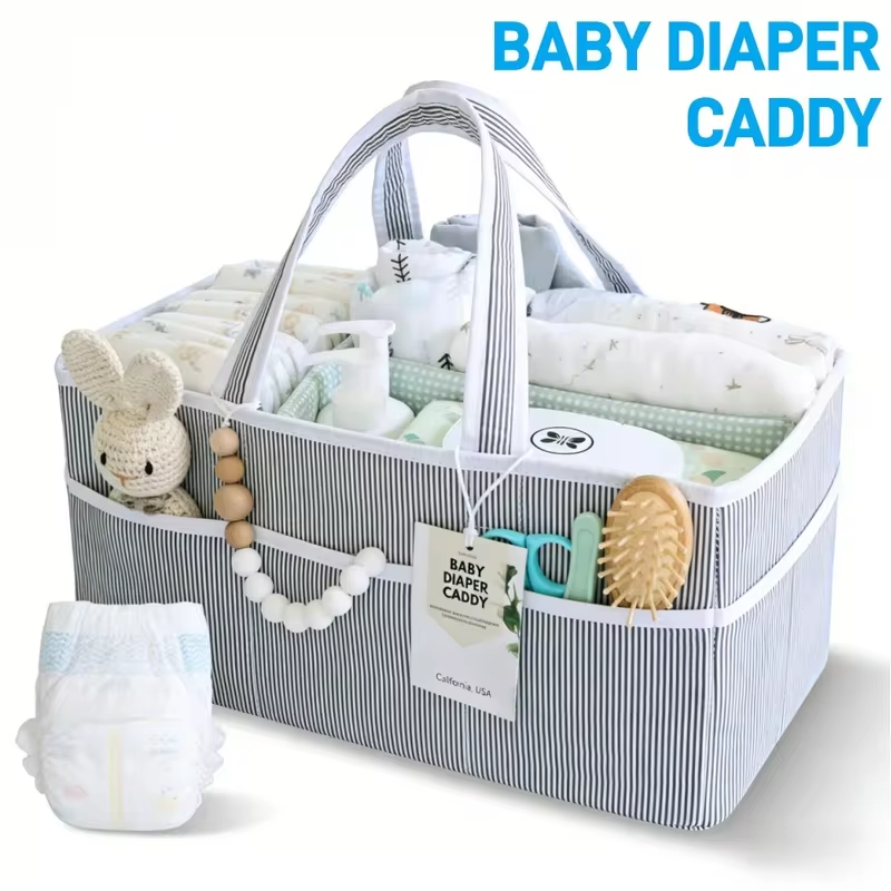 Baby Diaper Caddy Organizer, Stylish Storage Basket for Newborn Essentials and Diaper Station,Baby Shower and Registry Must-Have
