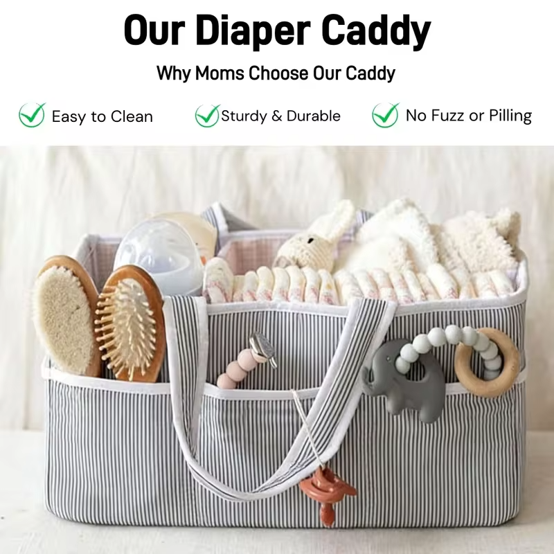 Baby Diaper Caddy Organizer, Stylish Storage Basket for Newborn Essentials and Diaper Station,Baby Shower and Registry Must-Have