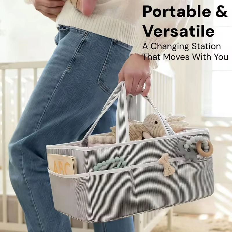 Baby Diaper Caddy Organizer, Stylish Storage Basket for Newborn Essentials and Diaper Station,Baby Shower and Registry Must-Have