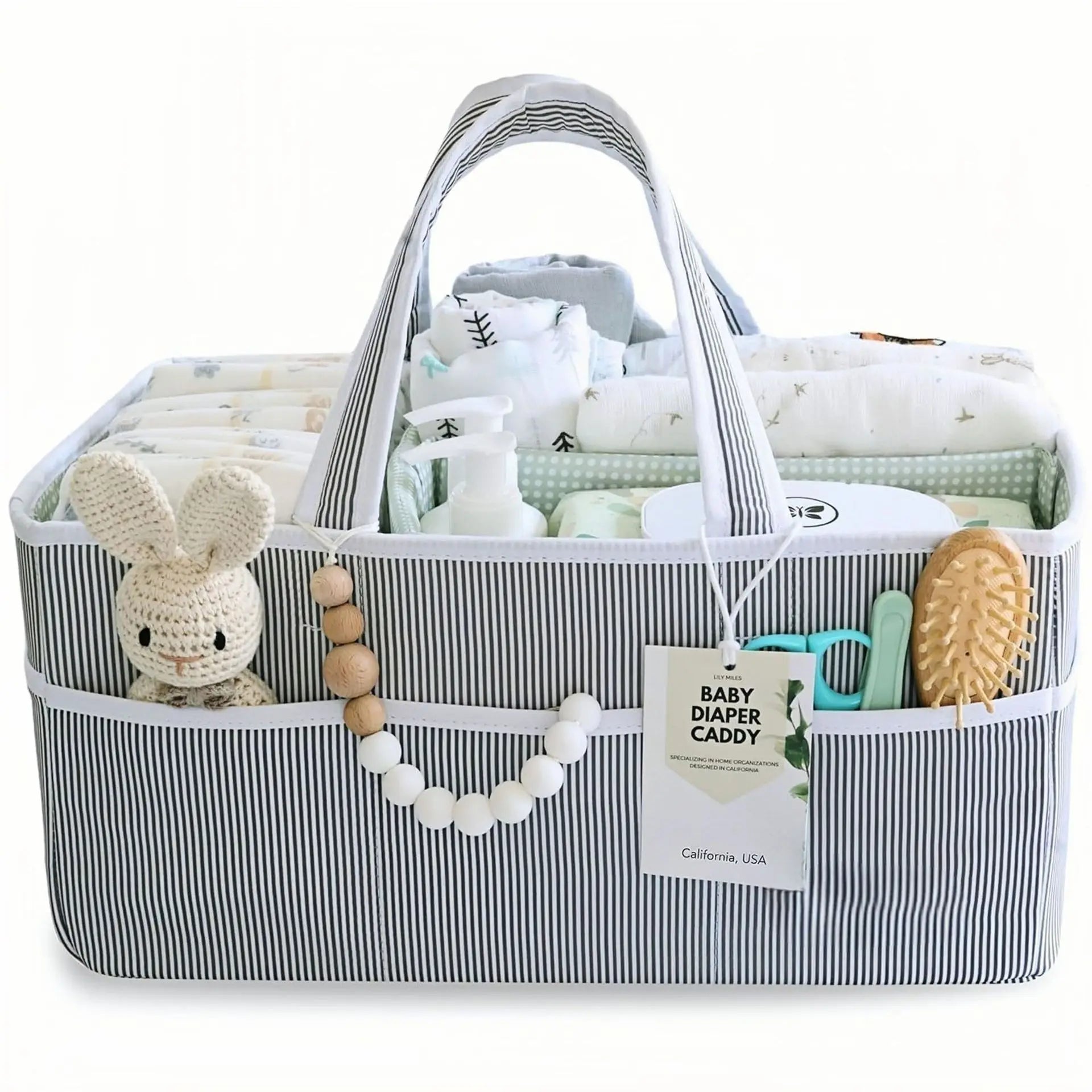 Baby Diaper Caddy Organizer, Stylish Storage Basket for Newborn Essentials and Diaper Station,Baby Shower and Registry Must-Have
