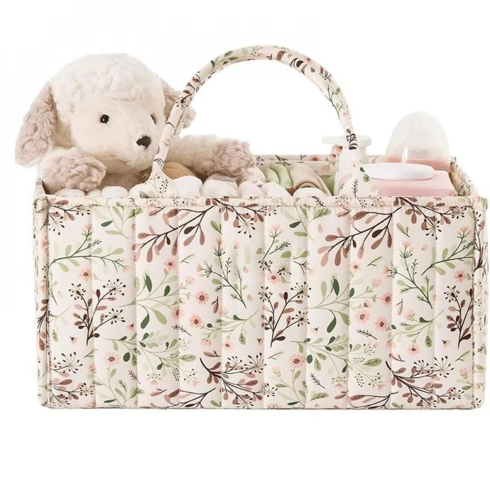 QB Multi-compartment Portable Mommy Bag Storage Bag Floral Mother and Baby Bag Diaper Baby Storage Bag