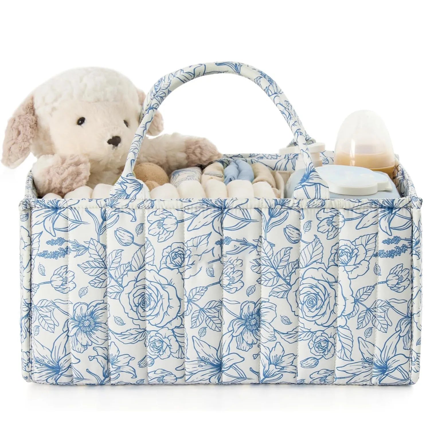 QB Multi-compartment Portable Mommy Bag Storage Bag Floral Mother and Baby Bag Diaper Baby Storage Bag